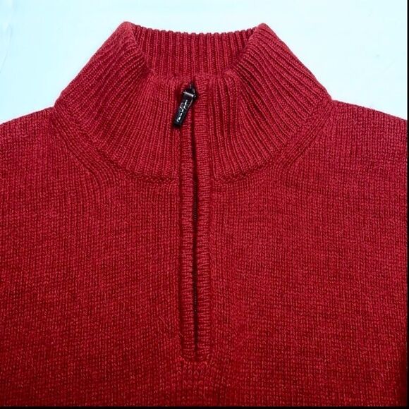 Vintage Verdelago Italy Red Sweater 1/4 Zip Front Yak Hair Wool Blend XL - Picture 5 of 10
